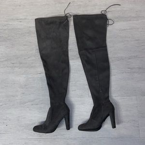 Boohoo Charcoal Thigh High Boots.